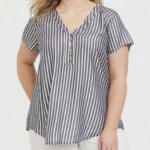 Torrid Denim Blue + Gold Metallic Striped Top Sz 4